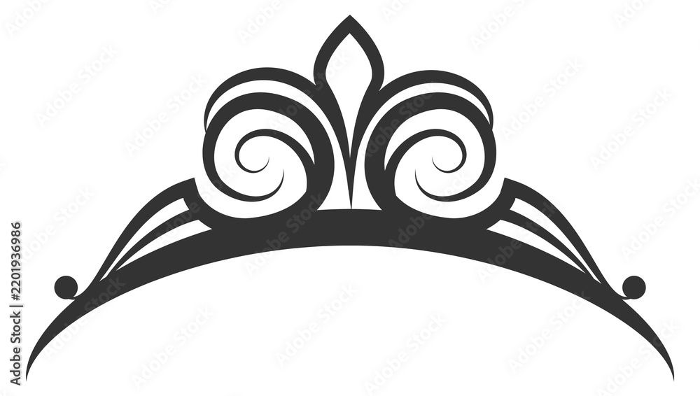 Obraz premium Black diadem icon. Queen crown. Elegant tiara