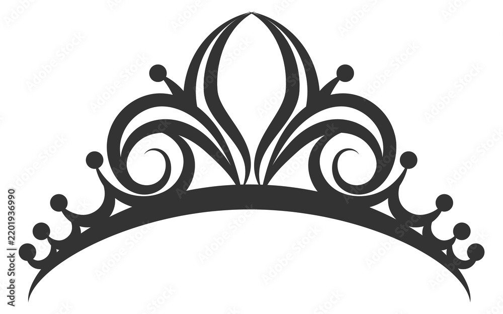 Obraz premium Decorative tiara drawing. Wedding invitation design element