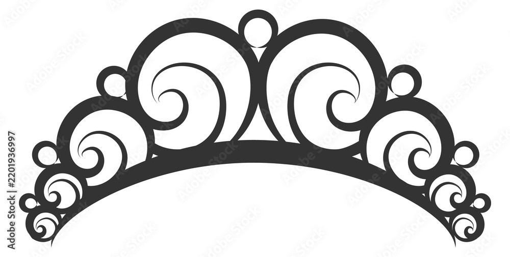 Obraz premium Calligraphic diadem drawing. Decorative black ink crown