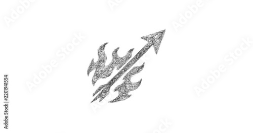 Sketch fire arrow icon animation - smooth progressive reveal