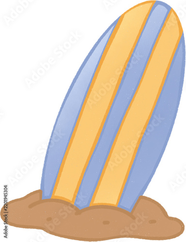 Cute Striped Surfboard, Kawaii Surfing Board
