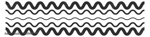 Quadro su tela Wavy line seamless border. Geometric black pattern