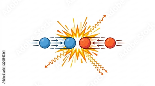 Particle Annihilation Showing a Collision Between Matter and Antimatter Particles Resulting – Renewable Energy Illustration