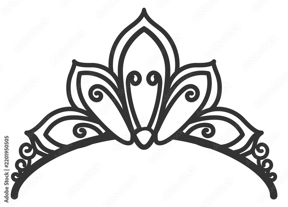Obraz premium Tiara emblem. Heraldic doodle. Hand drawn diadem