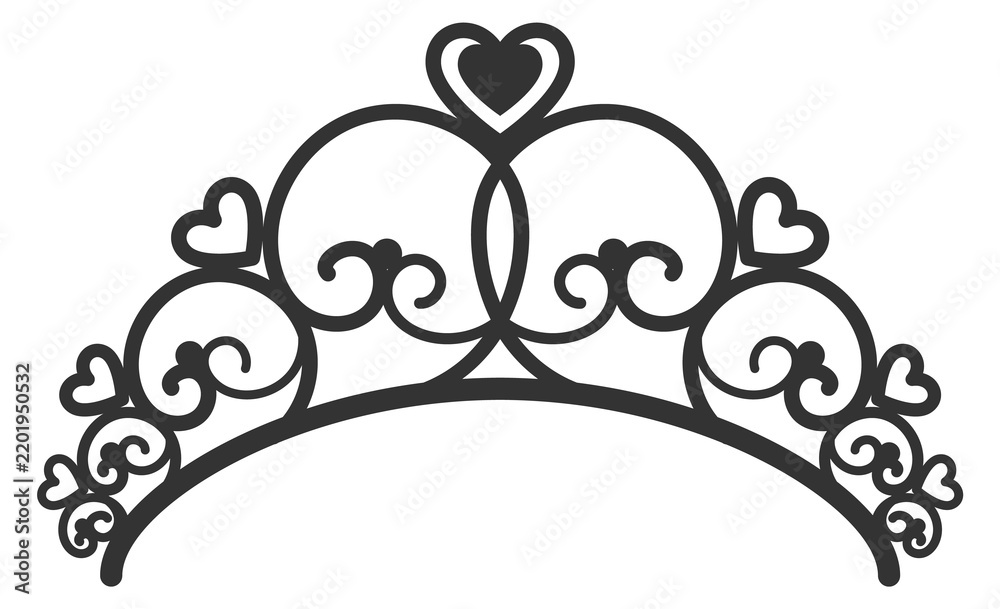 Obraz premium Romantic tiara. Heart sign ornate decorative wedding crown