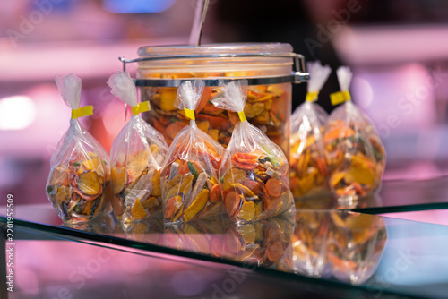 Colorful Dried Vegetable Chips Packaged for Sale