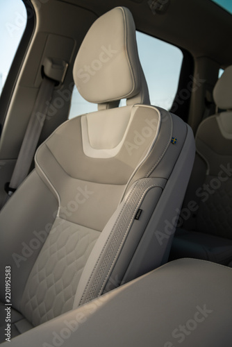 Beige leather luxury seat in modern SUV car