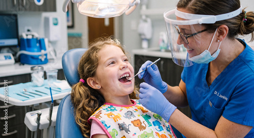 little girl  at the dentist