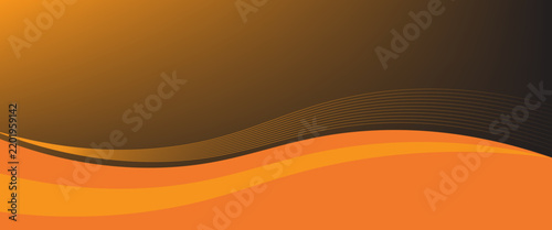 Abstract orange and black wave background with smooth line curves.