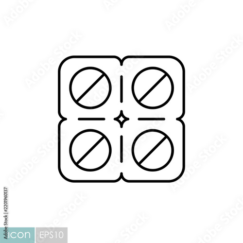 Pet Medicine Pills Blister Line Icon