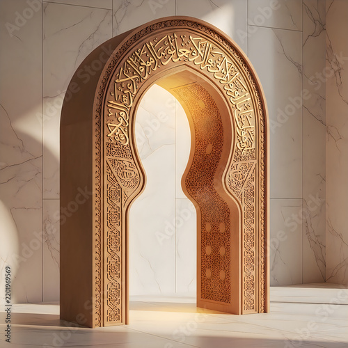 Ornate traditional golden archway with intricate carvings