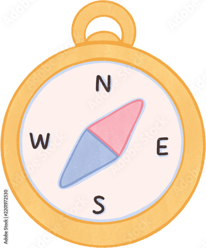 Cute Travel Compass, Kawaii Navigation Direction Sticker