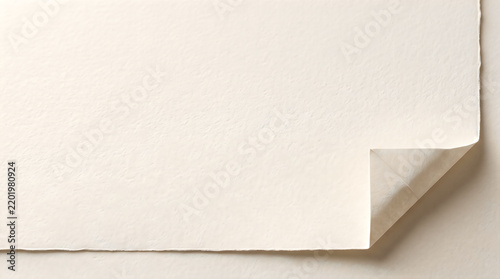 A single sheet of textured cream paper with a curled corner for creative background design