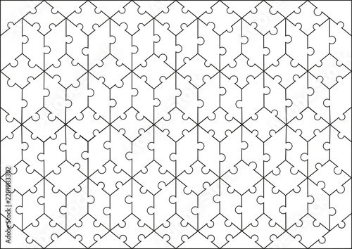A puzzle of 119 pieces. Square puzzle pieces.