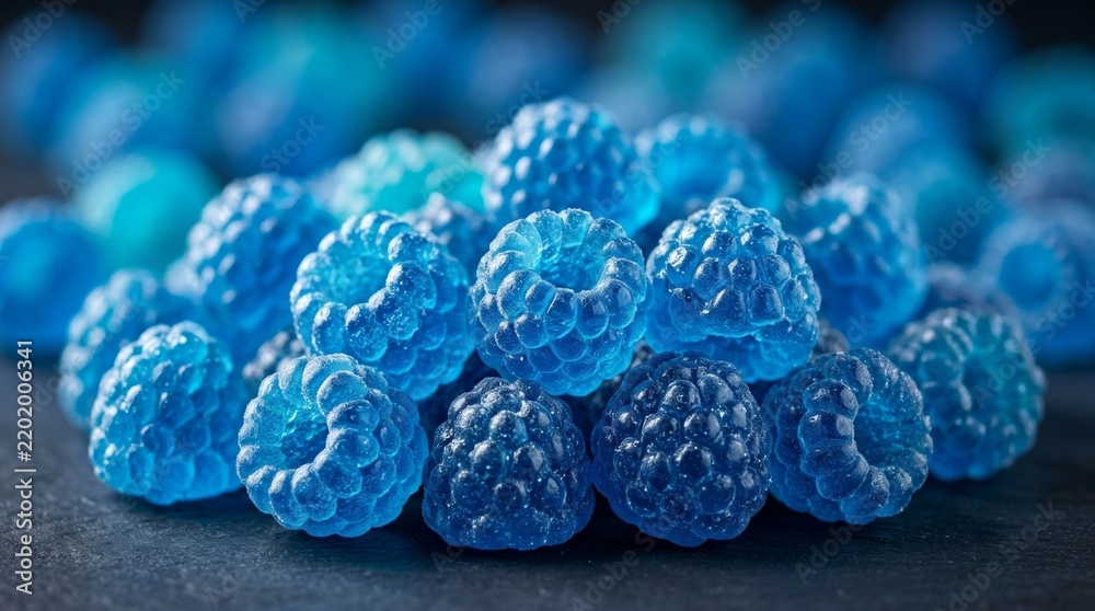 Obraz premium Vibrant blue raspberry candies with a sweet and tart flavor profile.