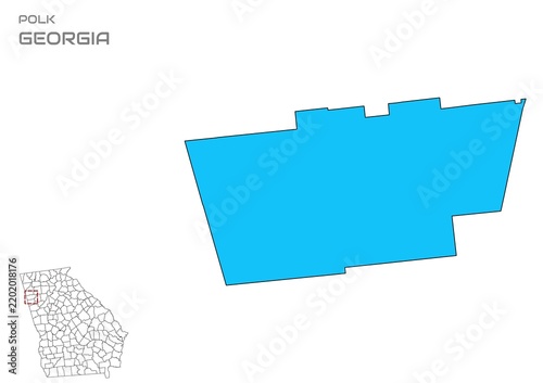 Polk County Map, Georgia State, USA