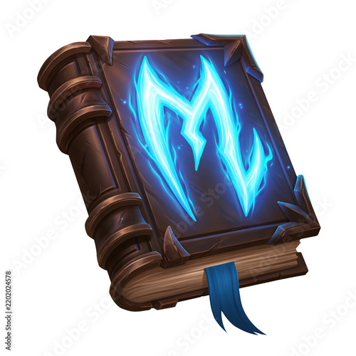 Ancient book glows with mystical blue energy.