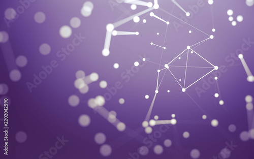 Abstract background. Molecules technology with polygonal shapes, connecting dots and lines. Connection structure. Big data visualization.