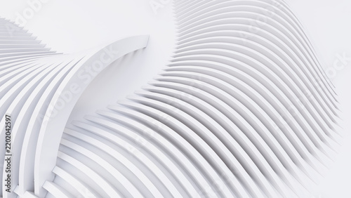 Abstract Curved Shapes. White Circular Background.