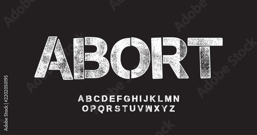 Fotografie Abort: Street graffiti font with black spray paint letters