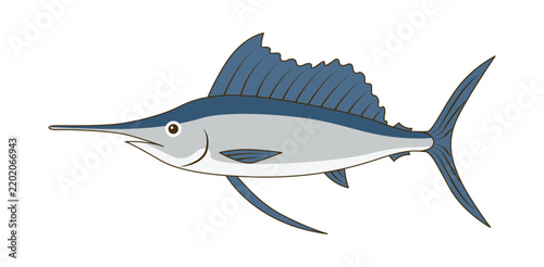 バショウカジキのシンプルフラットイラスト｜秋の海鮮・魚素材