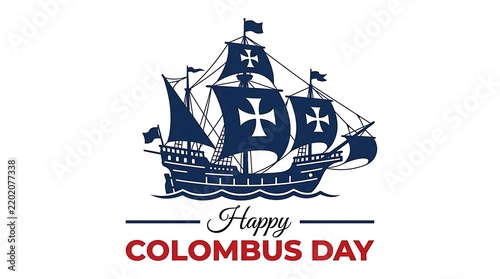 Sailing ship illustration for Columbus Day celebration