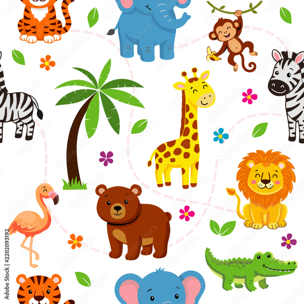 Obraz premium Animal happy fiesta seamless design