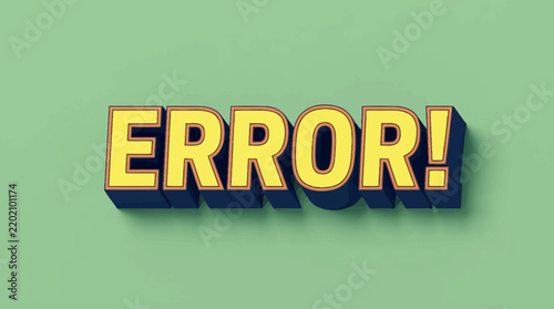 Retro error text effect design in yellow and green