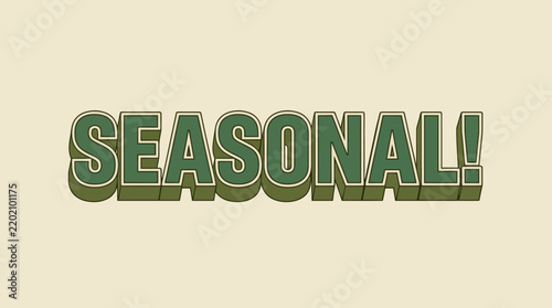 Retro green three dimensional seasonal text effect on plain background