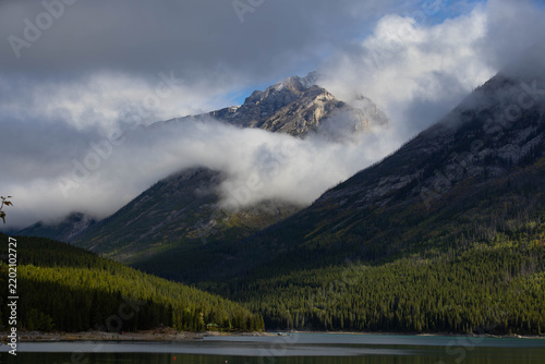 Low clouds along the Rocky Mountains near Branff, Canada
