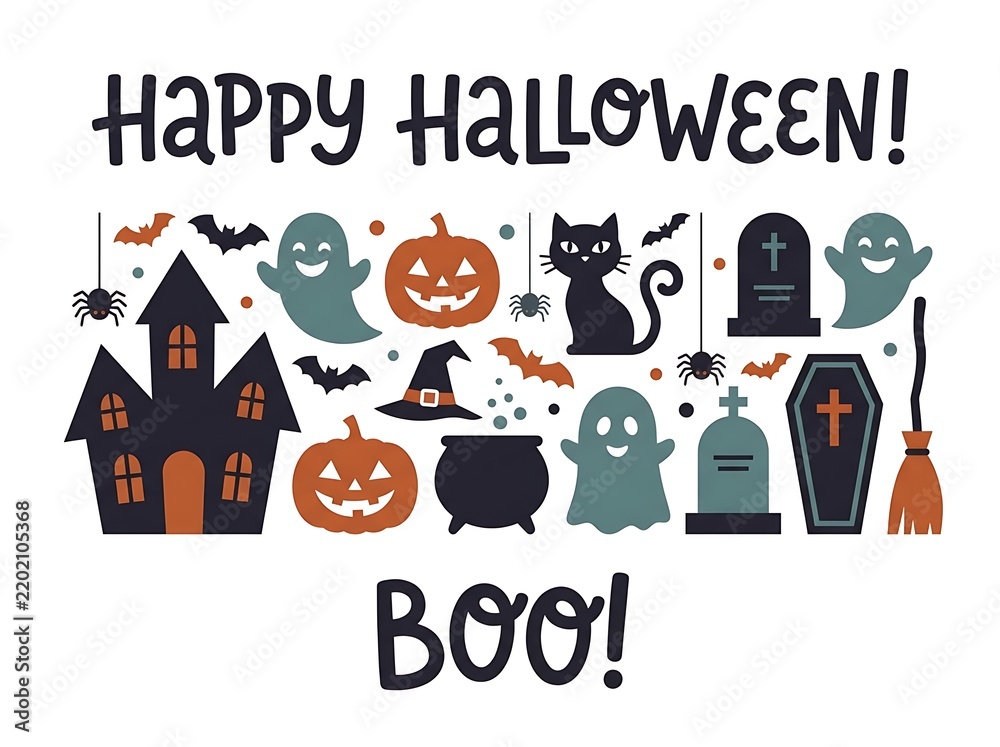Obraz premium Halloween Icon Set with Ghosts, Pumpkins, and Spooky Symbols