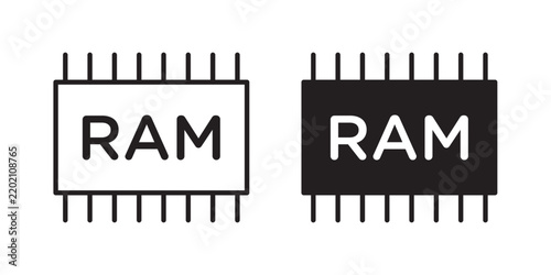 Fotografie RAM memory icon flat outline in black