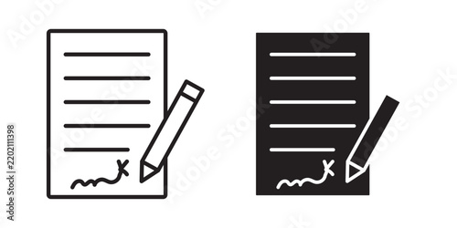 Obraz na plátně Contract icon flat outline in black