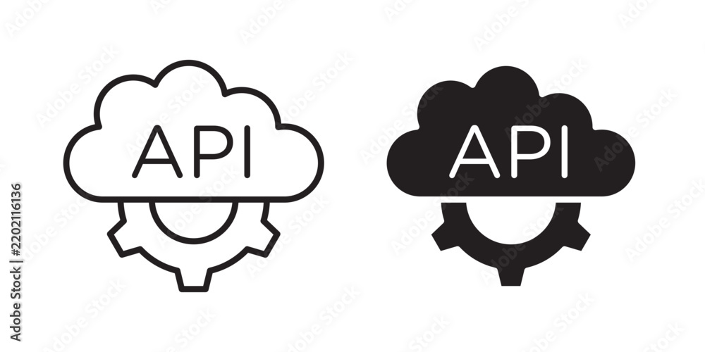Obraz premium API icon flat outline in black