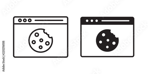 Web Cookies icon flat outline in black