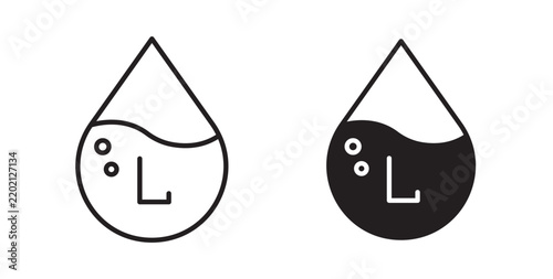 Foto Liter icon flat outline in black