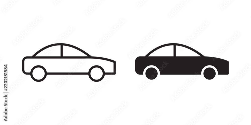 Obraz premium Car icon flat outline in black