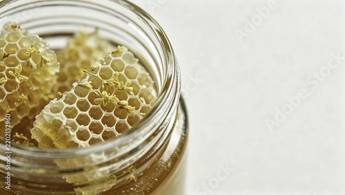 Honeycomb pieces with osmanthus in glass storage jar