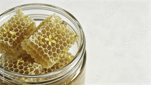 Honeycomb pieces with osmanthus in glass storage jar