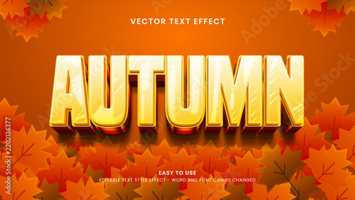 Obraz na płótnie autumn editabla text effect 3d vector 