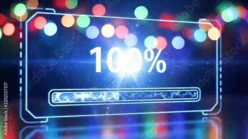 Electric Energy Charging Progress Bar with Colorful Bokeh Lights Background ZamIR