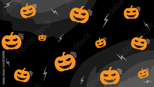 Spooky Yellow Orange Pumpkin And Black Background On Halloween Night