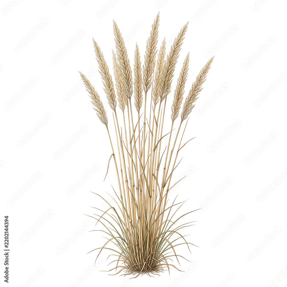 Fototapeta premium Dried pampas grass bouquet isolated on a white background