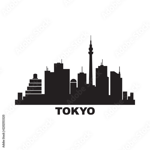 Tokyo skyline silhouette against a white background urban cityscape design