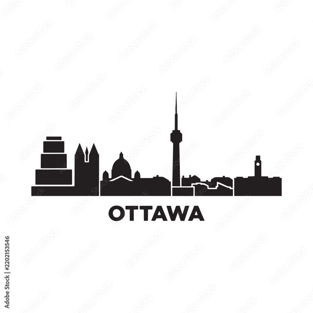Fototapeta premium Ottawa city skyline silhouette against a white background