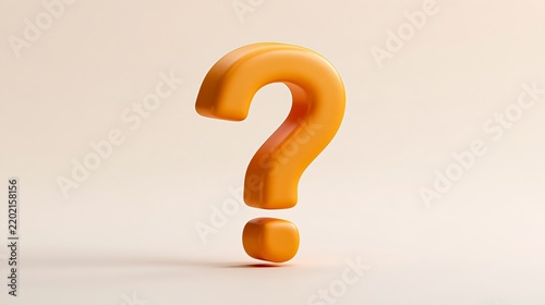 Golden orange 3D question mark on clean neutral background