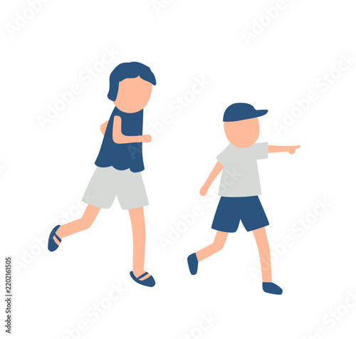 走る子供たちのイラスト