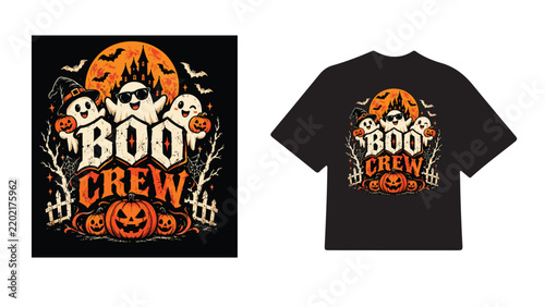 Boo Crew Gothic Halloween T-Shirt Design