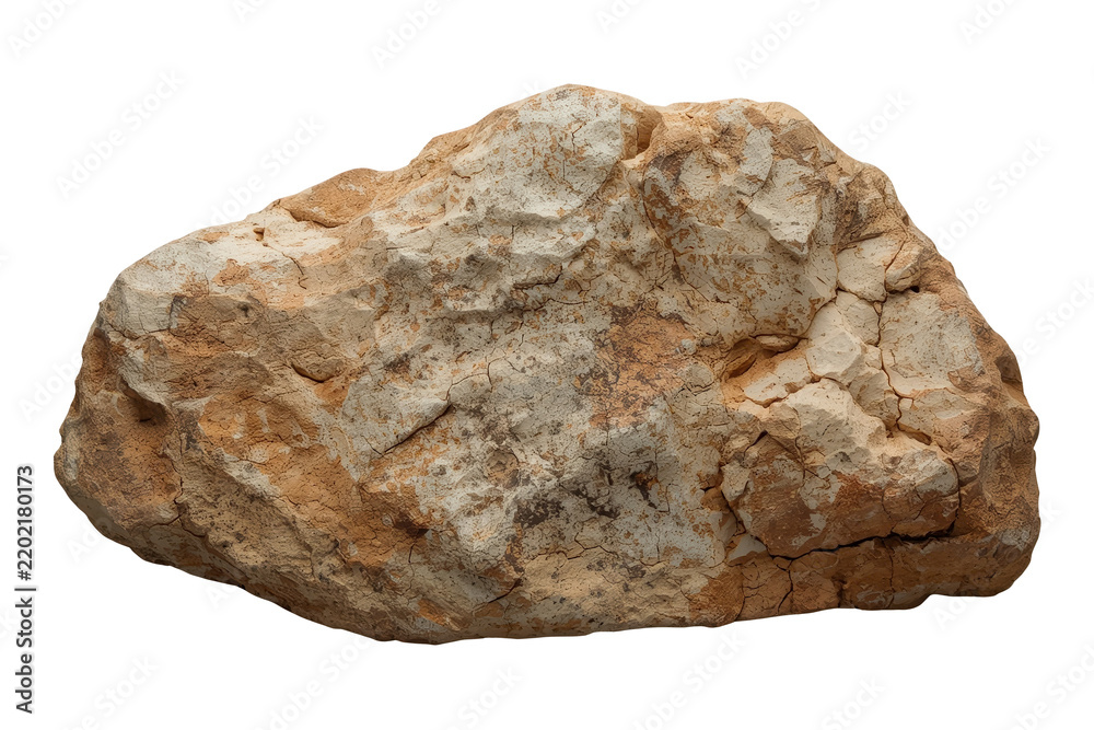 Obraz premium Rugged ochre boulder with mottled stone surface