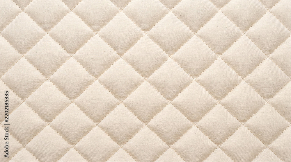 Naklejka premium Beige quilted fabric texture with a diamond pattern and soft textile finish